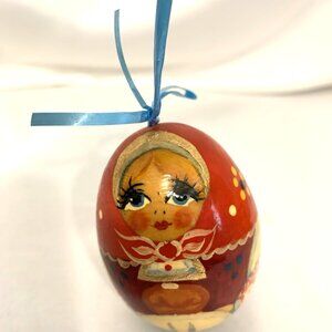 Russian Style Egg Ornament Hand Painted 2.75" tall